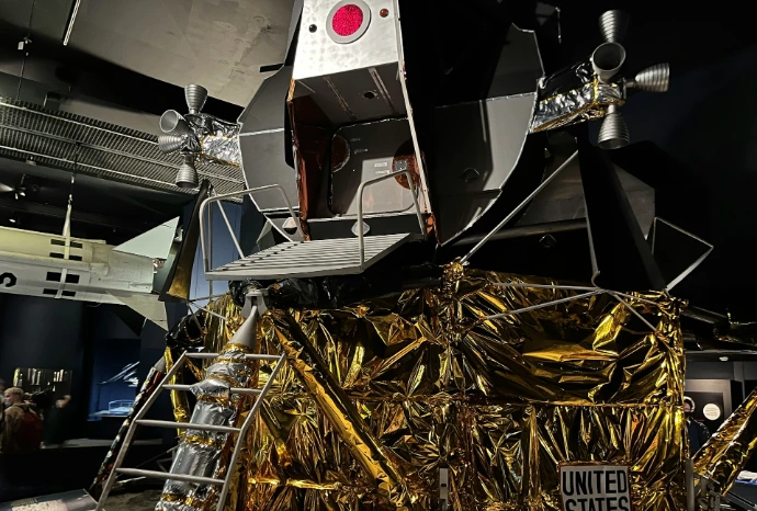 a space station with gold foil covering it